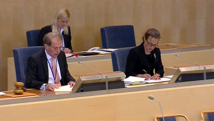 Stillbild från debatten i kammaren