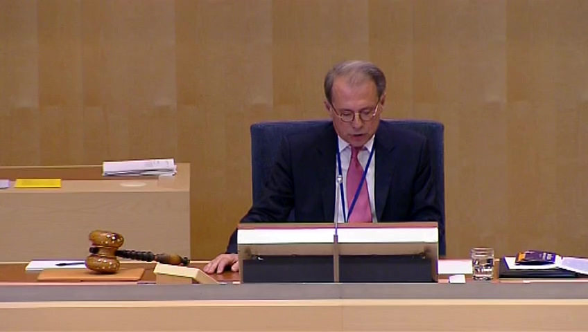 Stillbild från debatten i kammaren