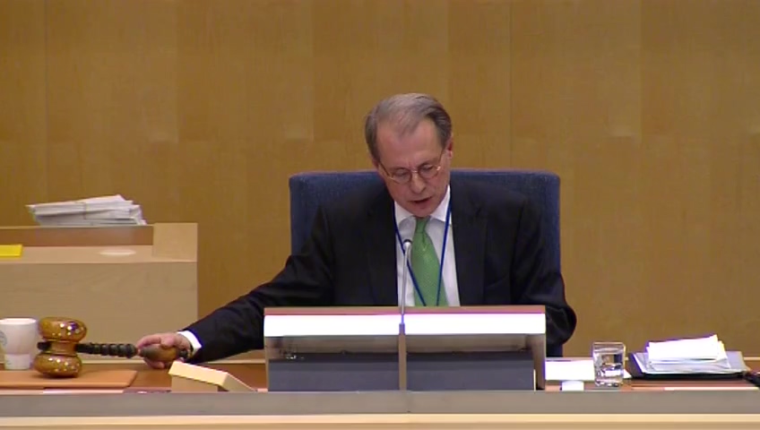 Stillbild från debatten i kammaren