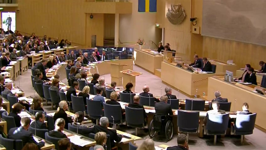 Stillbild från debatten i kammaren