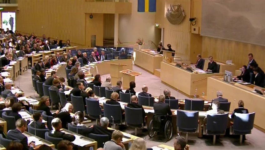Stillbild från debatten i kammaren