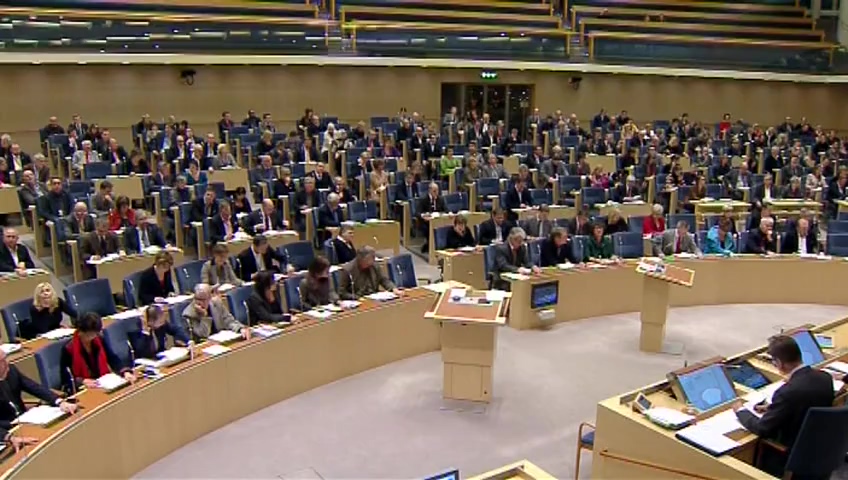 Stillbild från debatten i kammaren
