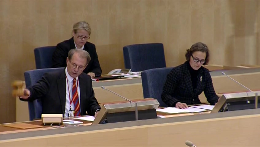 Stillbild från debatten i kammaren