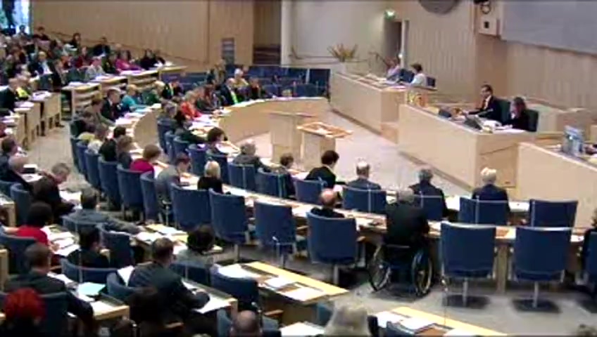 Stillbild från debatten i kammaren