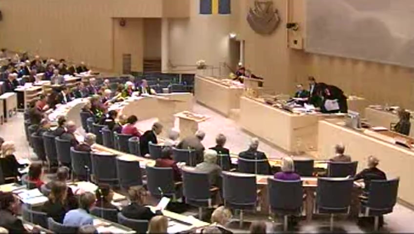 Stillbild från debatten i kammaren