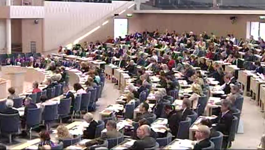 Stillbild från debatten i kammaren