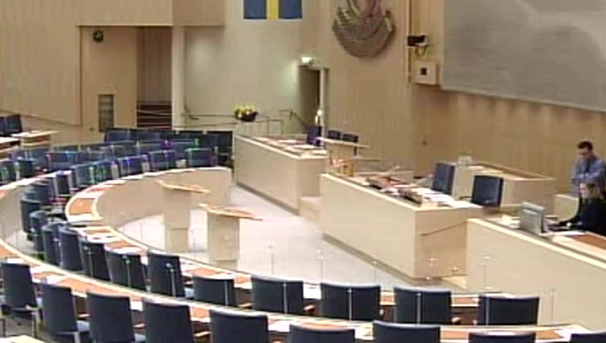 Stillbild från debatten i kammaren