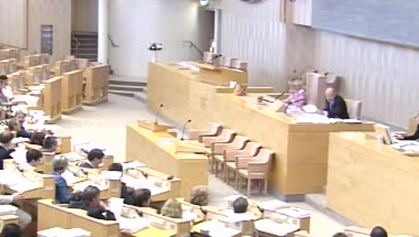 Stillbild från debatten i kammaren