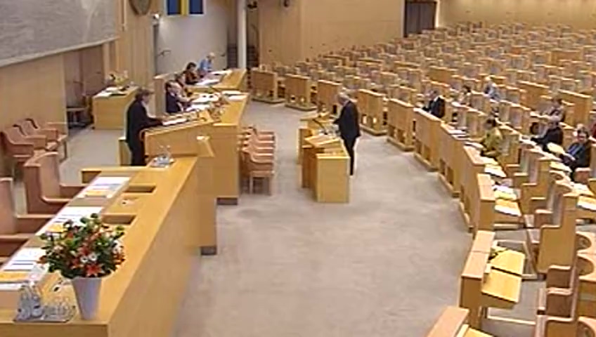 Stillbild från debatten i kammaren