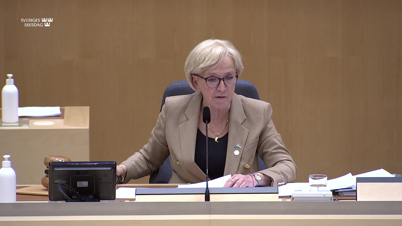 Stillbild från debatten i kammaren