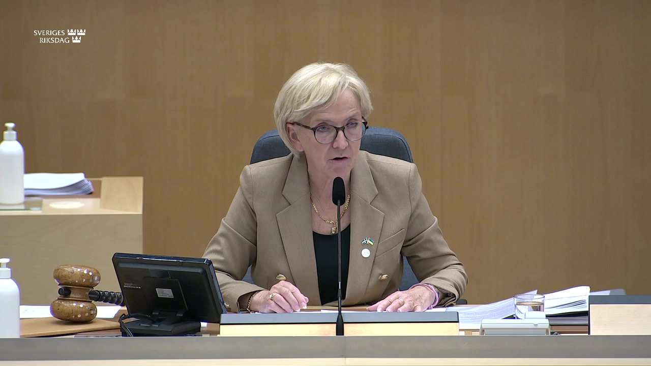 Stillbild från Debatt om förslag: 2019 års riksdagsöversyn (vilande grundlagsförslag m.m.)
