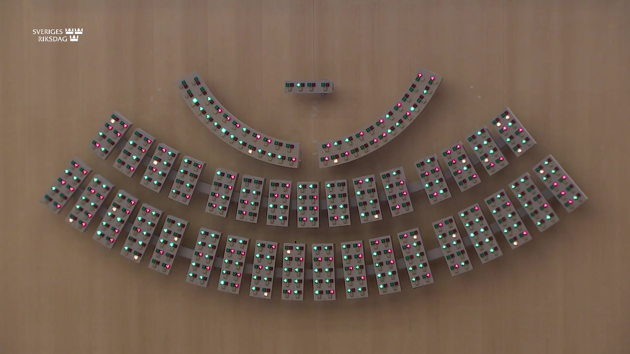 Stillbild från debatten i kammaren