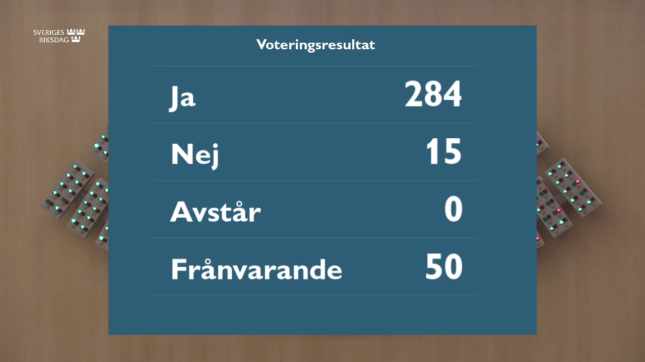 Stillbild från debatten i kammaren