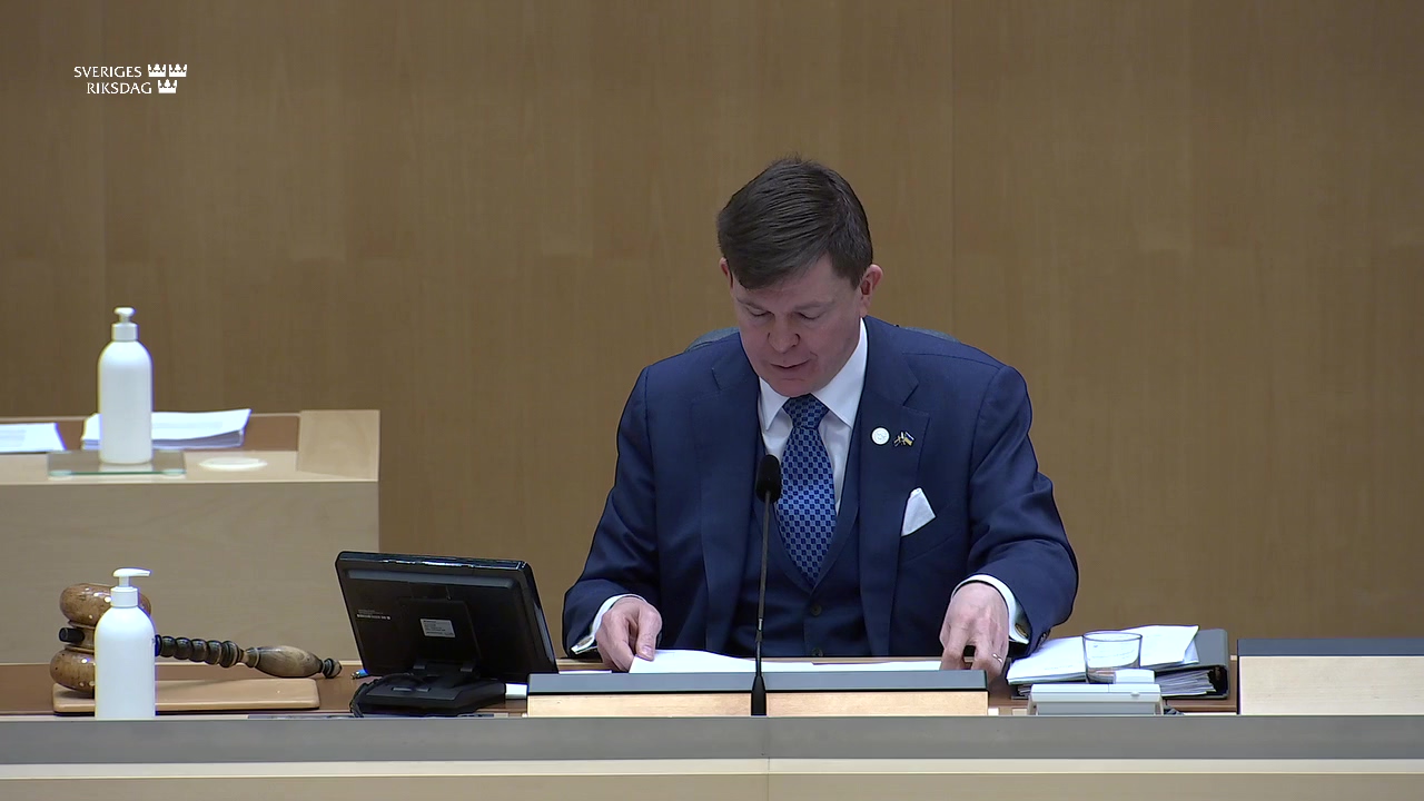 Stillbild från Debatt om förslag: Höständringsbudget för 2022