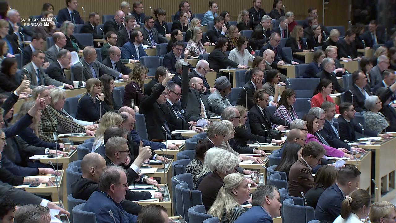 Stillbild från debatten i kammaren