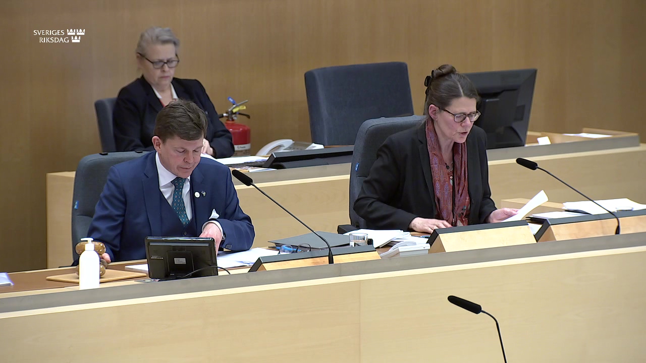 Stillbild från Beslut: Beslut: Ändringar i jordförvärvslagen i syfte att hindra att bestämmelserna om förvärvstillstånd kringgås