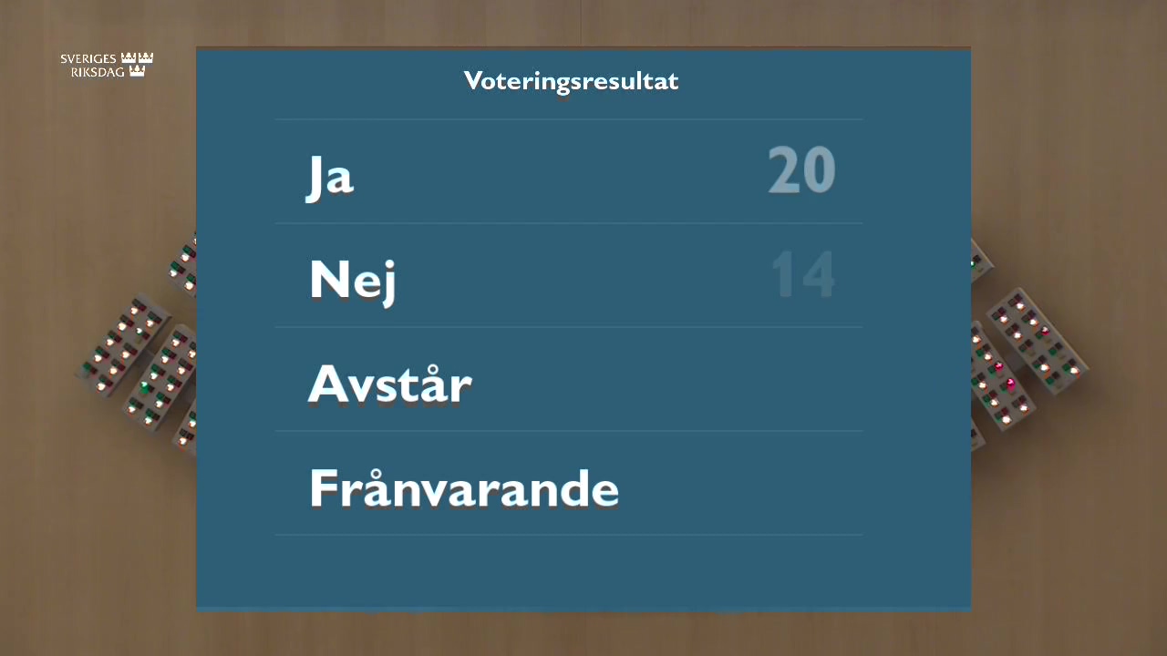 Stillbild från debatten i kammaren