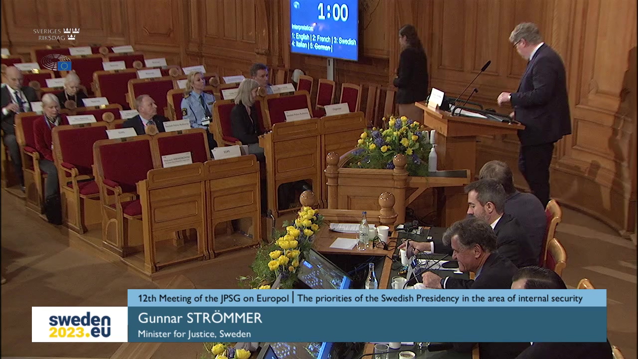Stillbild från Session: Möte i den gemensamma parlamentariska kontrollgruppen för Europol - JPSG-Europol - Del 2