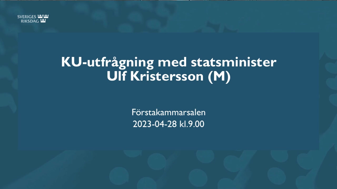 Stillbild från Öppen utfrågning: KU-utfrågning med statsminister Ulf Kristersson (M)