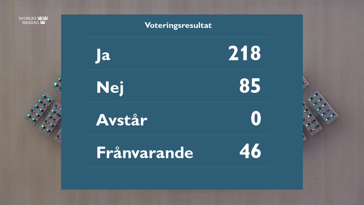Stillbild från debatten i kammaren