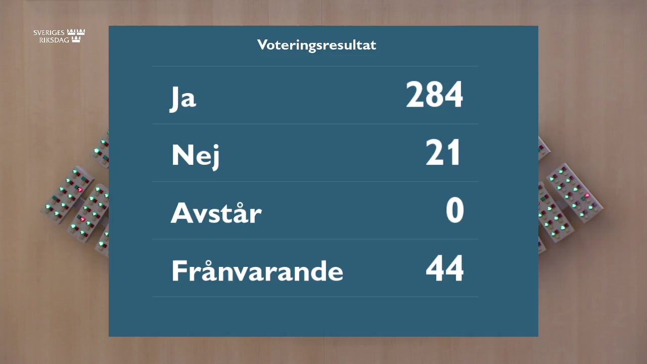 Stillbild från debatten i kammaren
