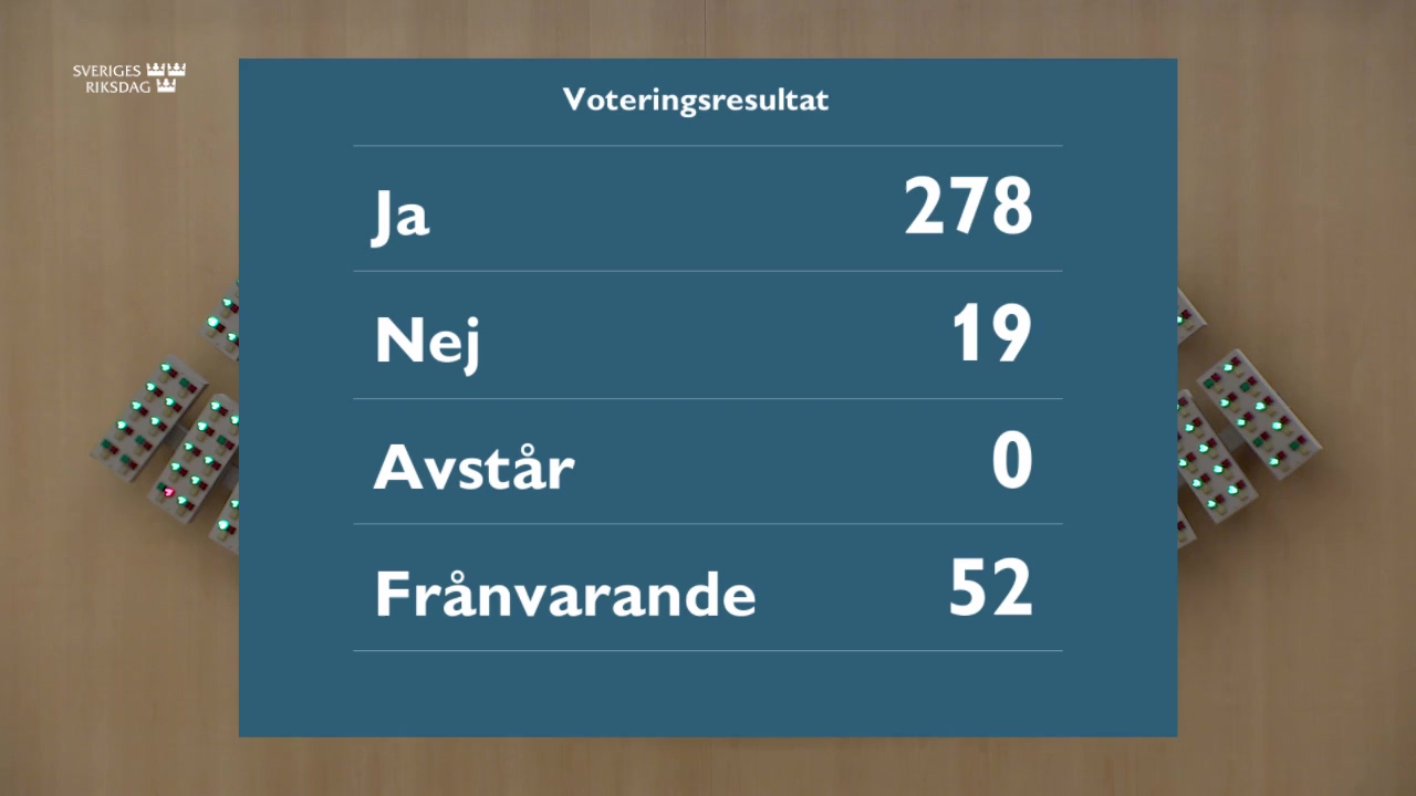 Stillbild från debatten i kammaren
