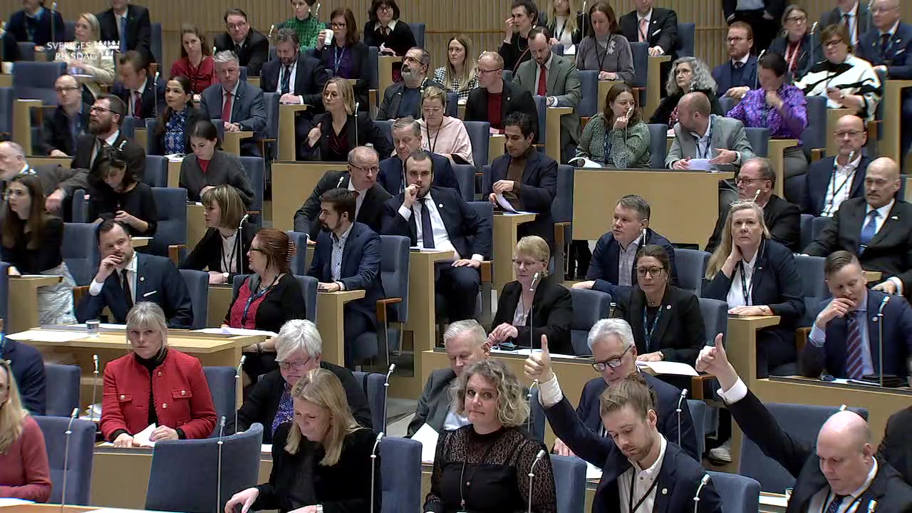 Stillbild från debatten i kammaren