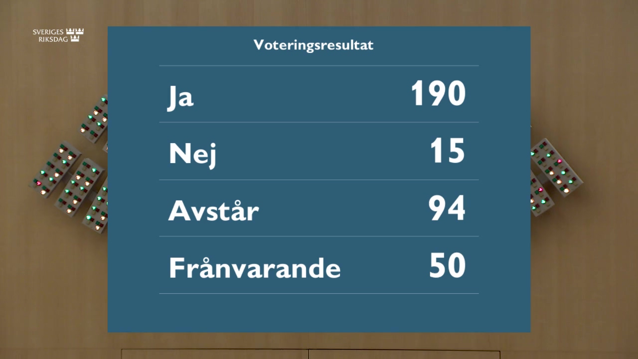 Stillbild från debatten i kammaren