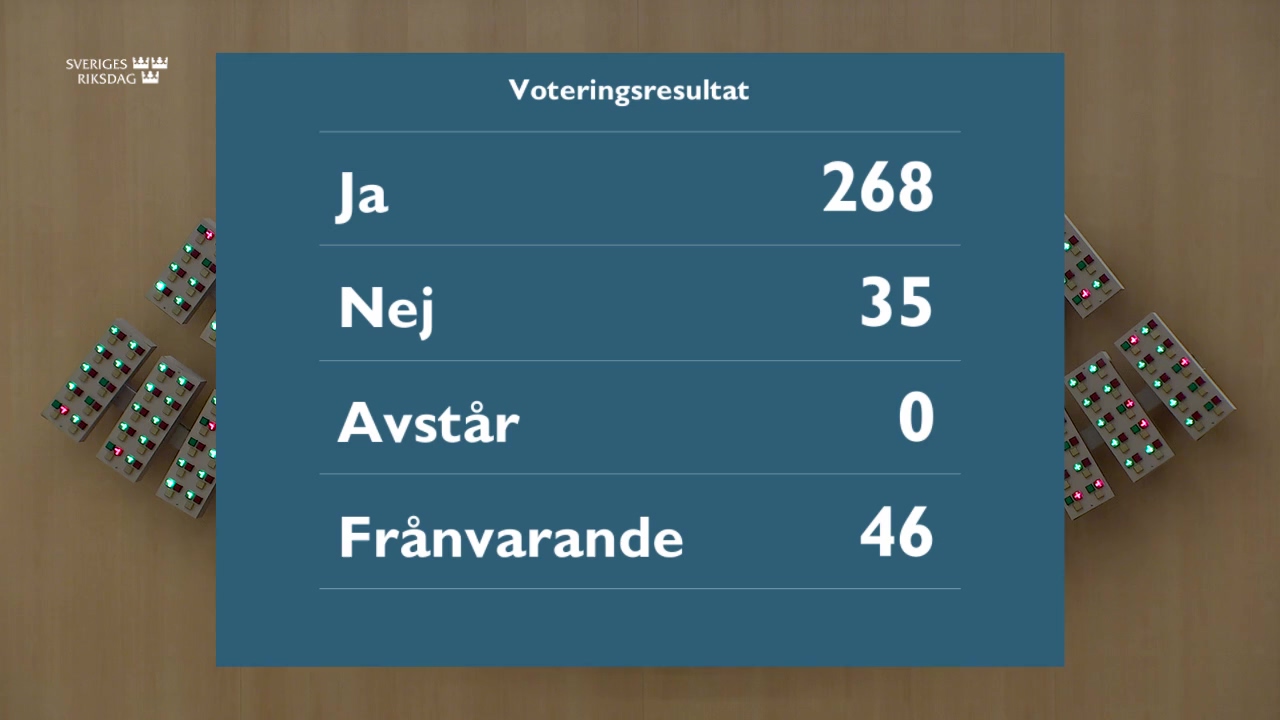 Stillbild från debatten i kammaren