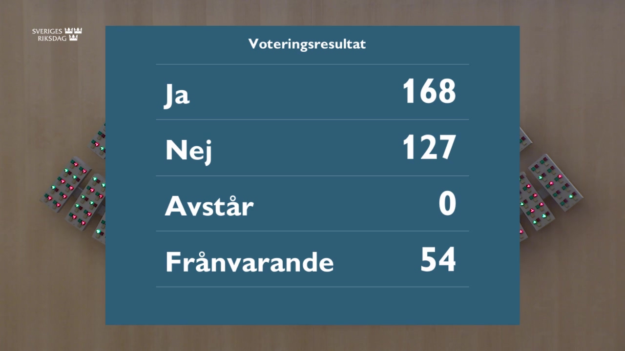 Stillbild från debatten i kammaren