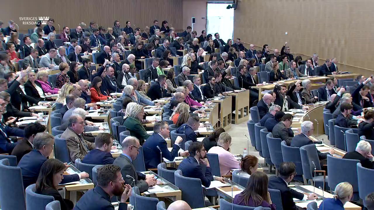 Stillbild från debatten i kammaren