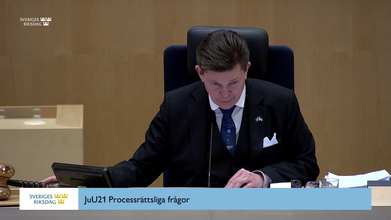 Stillbild från debatten i kammaren