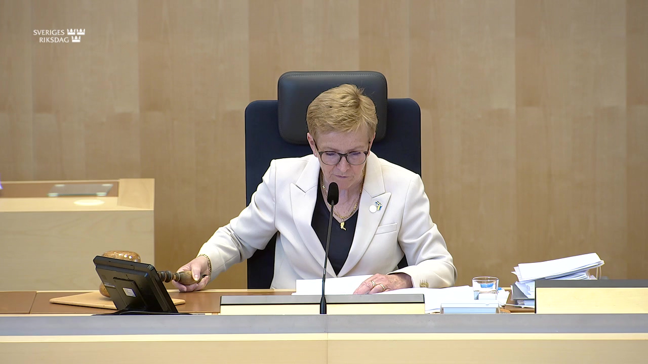 Stillbild från debatten i kammaren