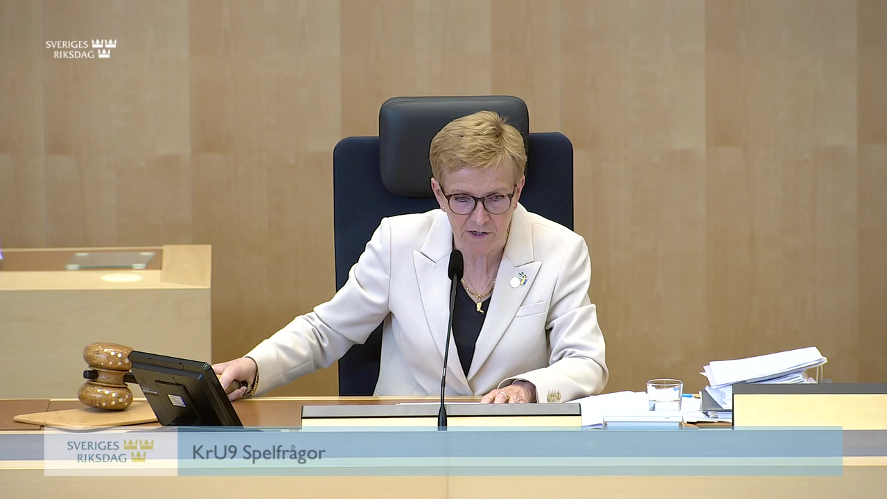 Stillbild från debatten i kammaren