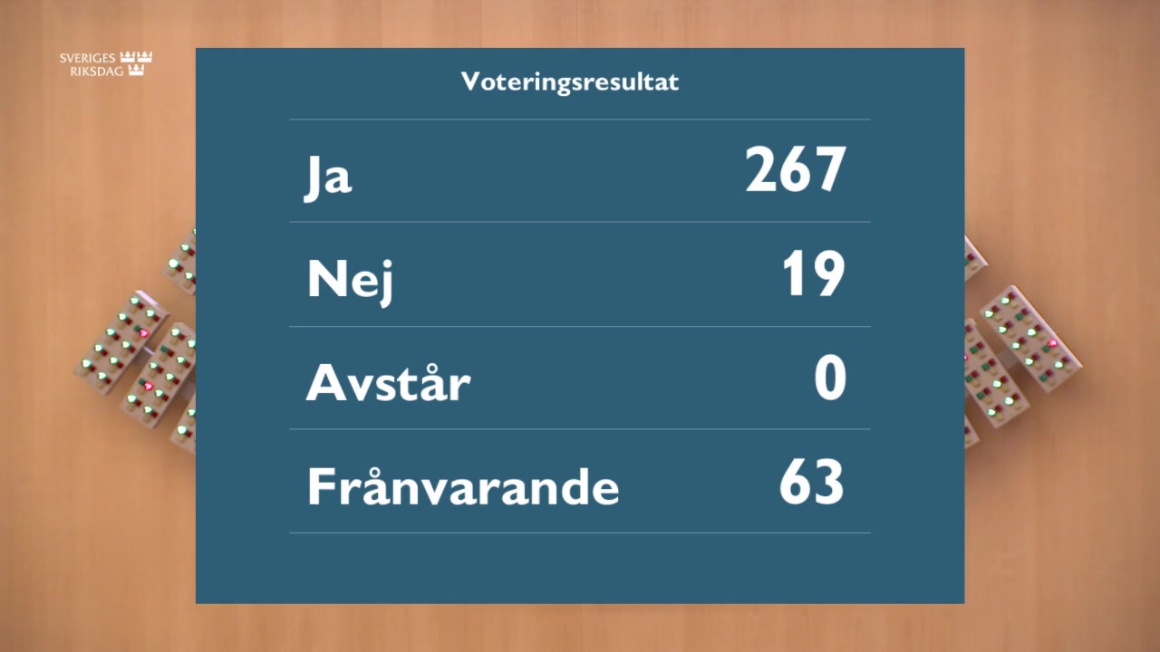 Stillbild från debatten i kammaren