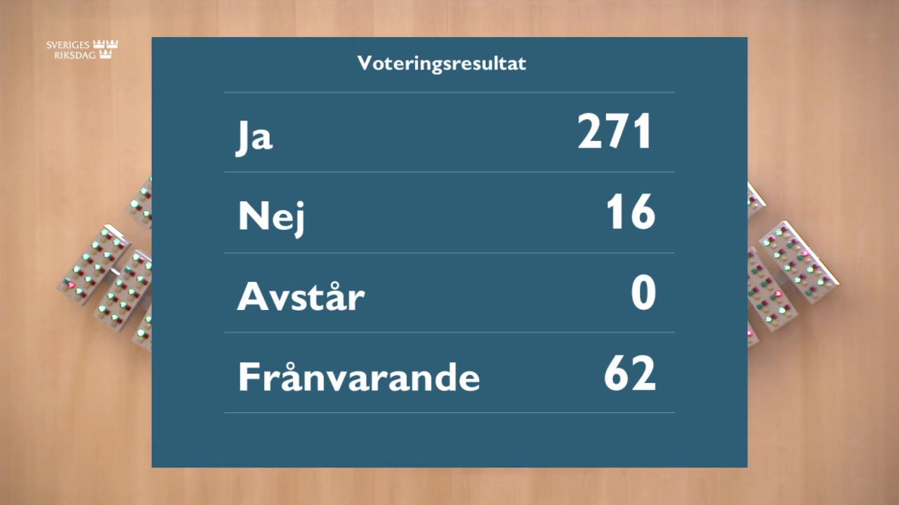 Stillbild från debatten i kammaren