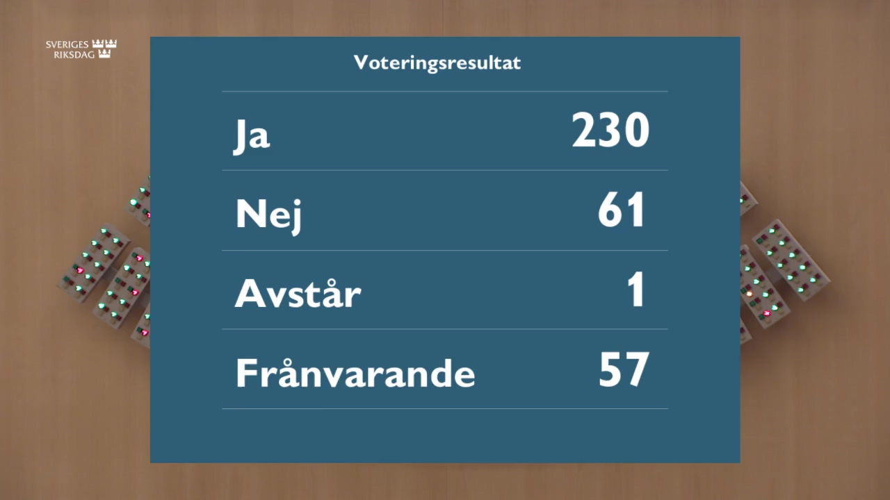 Stillbild från debatten i kammaren