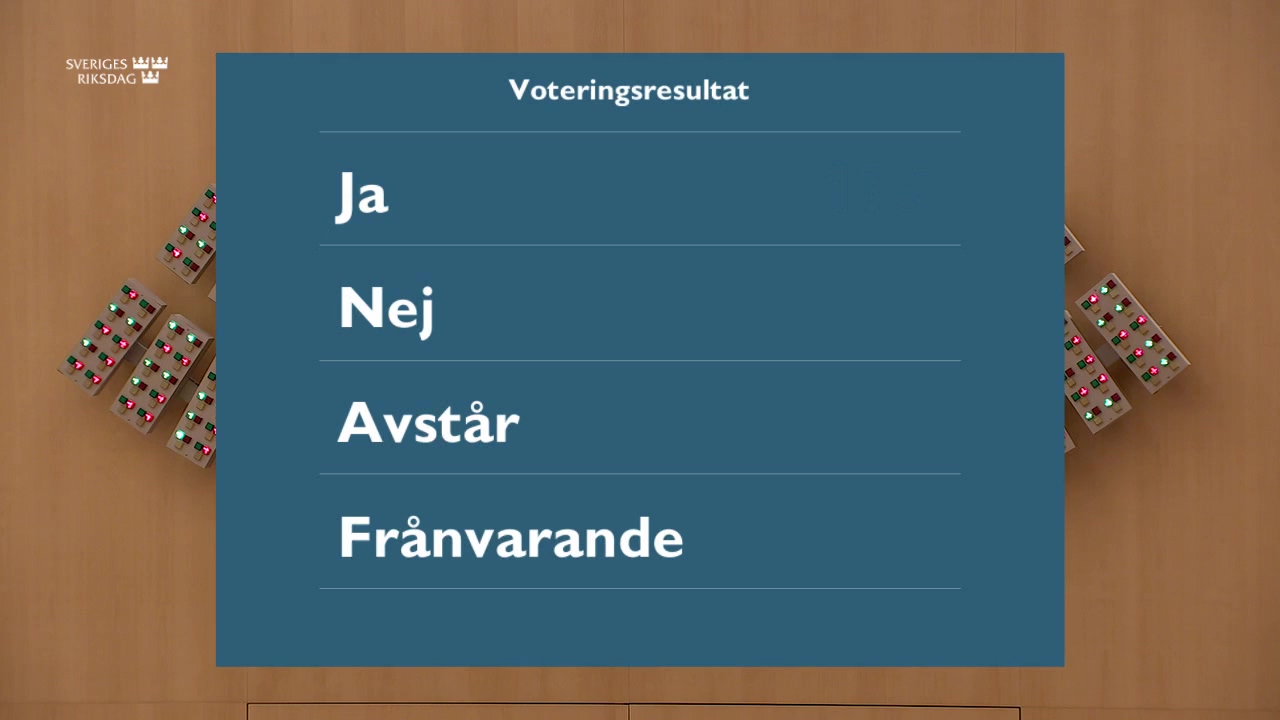 Stillbild från debatten i kammaren