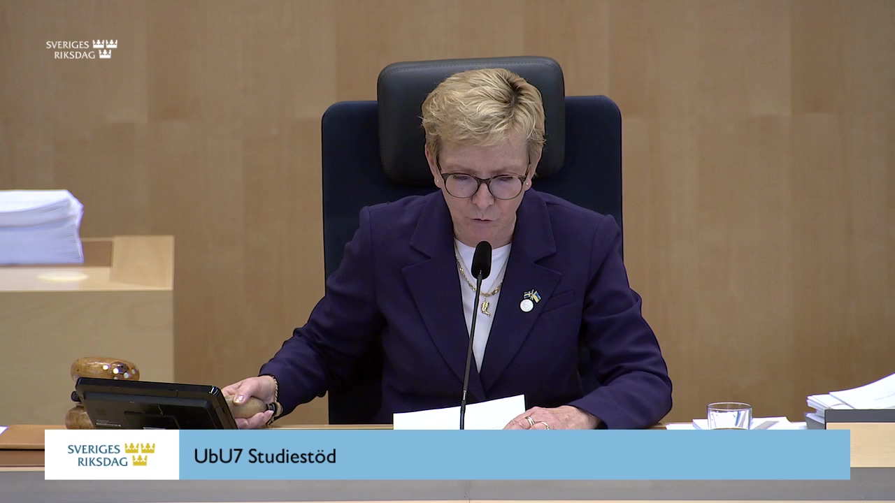 Stillbild från debatten i kammaren