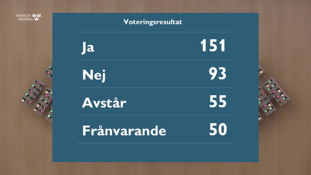 Stillbild från debatten i kammaren