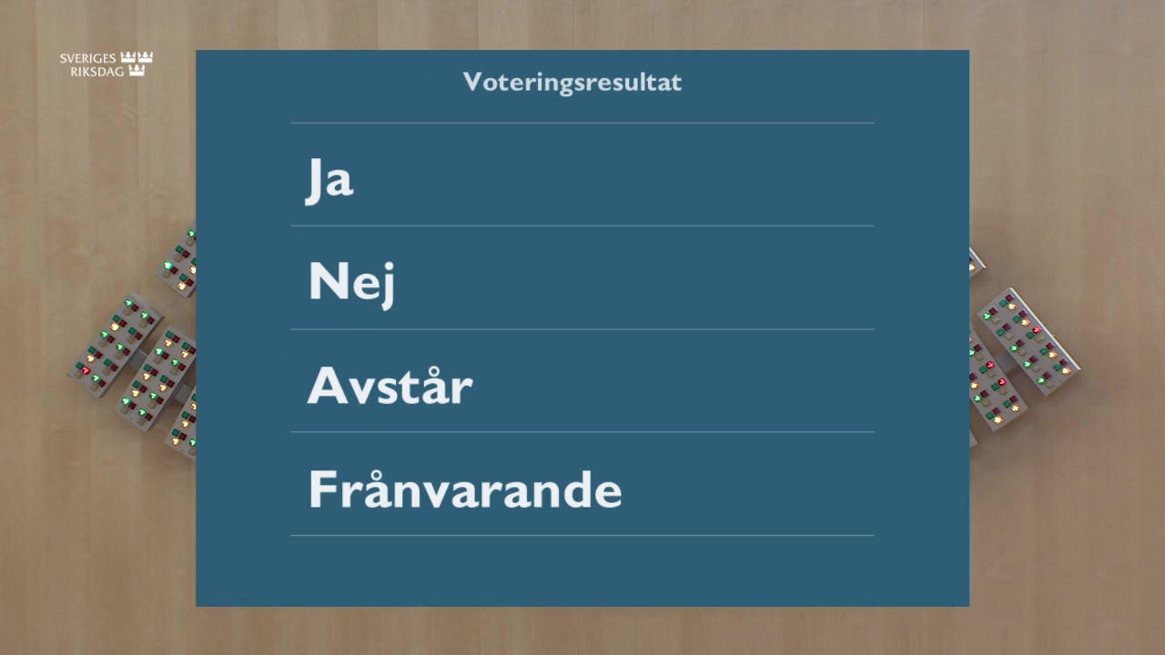 Stillbild från debatten i kammaren