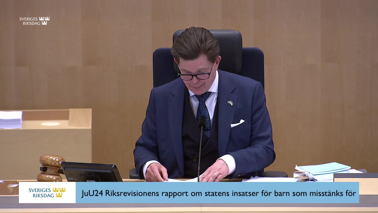 Stillbild från debatten i kammaren