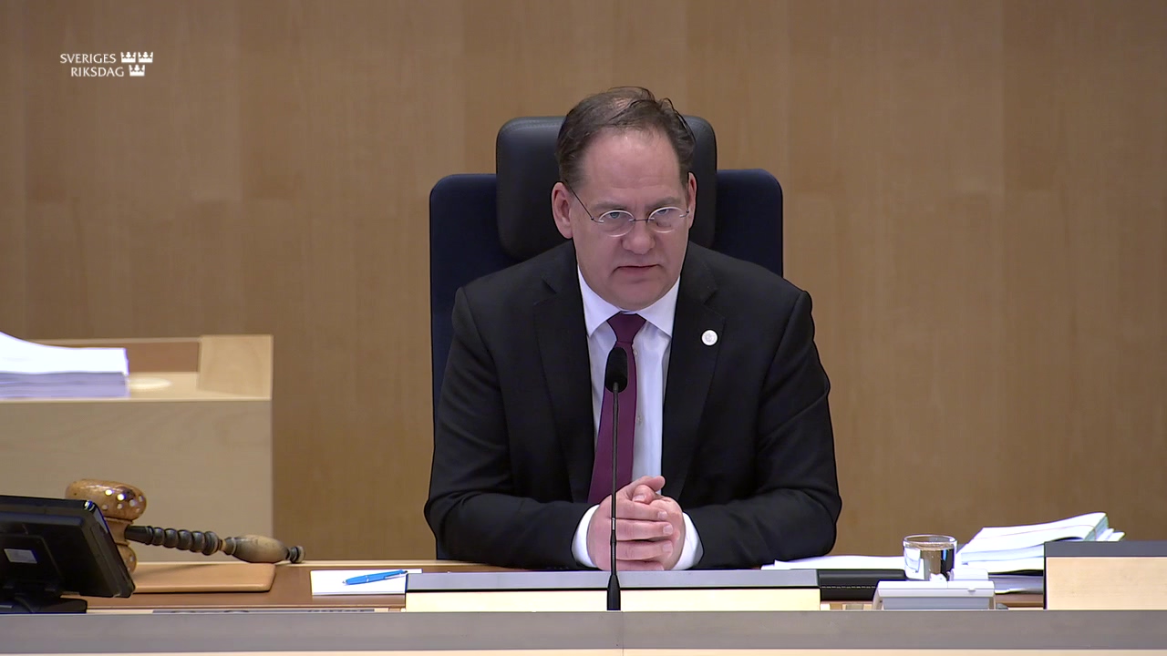 Stillbild från debatten i kammaren