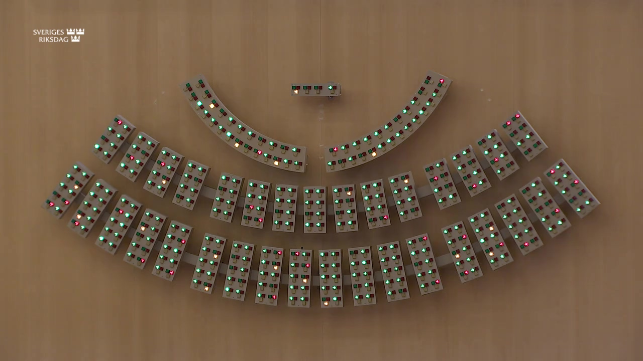 Stillbild från debatten i kammaren