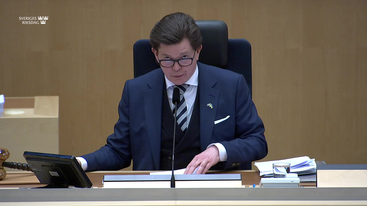 Stillbild från debatten i kammaren