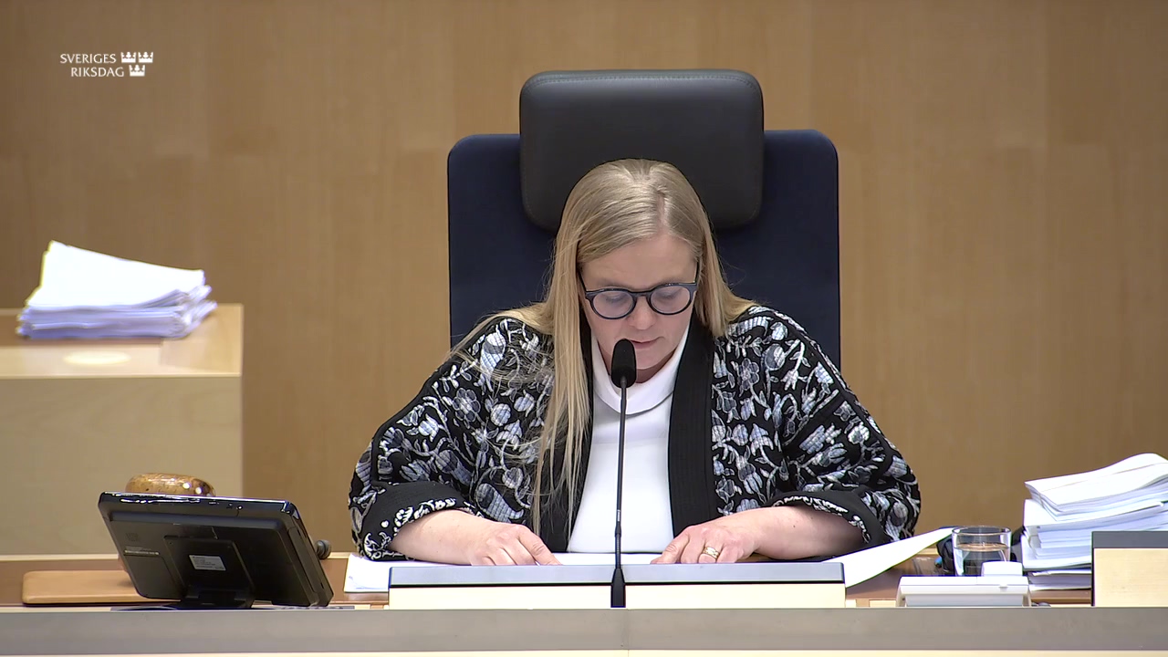 Stillbild från debatten i kammaren