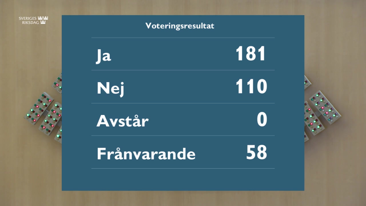 Stillbild från debatten i kammaren