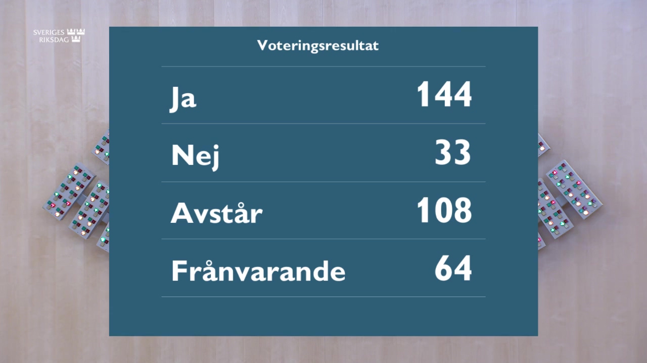 Stillbild från debatten i kammaren