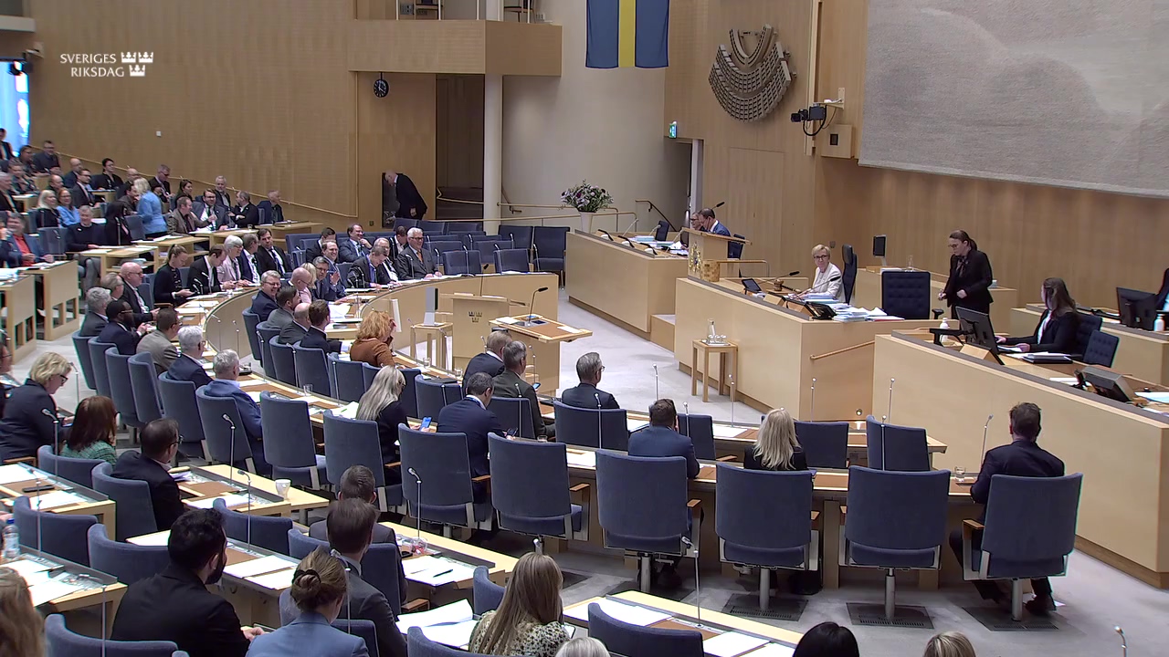 Stillbild från debatten i kammaren