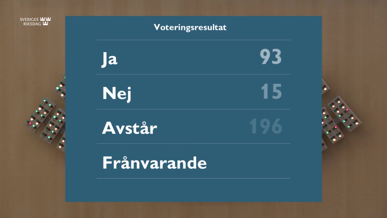 Stillbild från debatten i kammaren